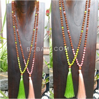 free shipping 50 pieces rudraksha necklace tassels with stone